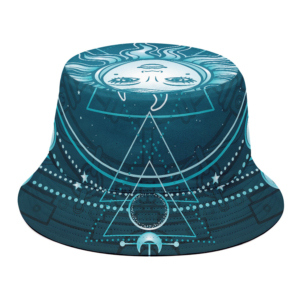 Geometric Celestial Sun And Moon Print Bucket Hat