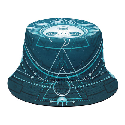 Geometric Celestial Sun And Moon Print Bucket Hat