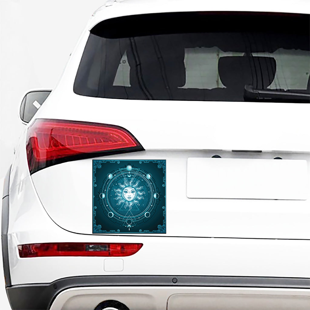 Geometric Celestial Sun And Moon Print Car Sticker