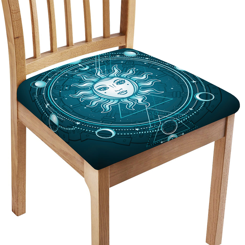 Geometric Celestial Sun And Moon Print Chair Cushion Cover