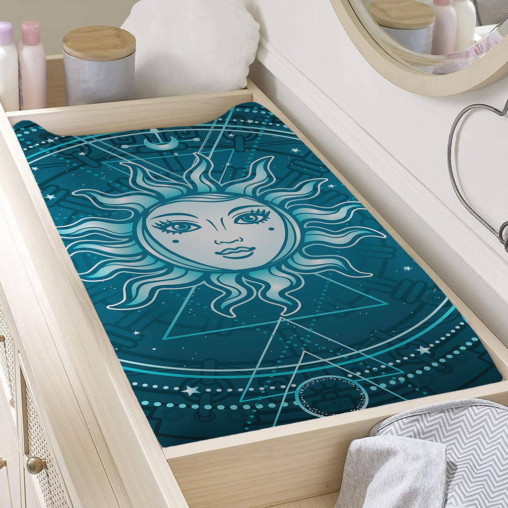 Geometric Celestial Sun And Moon Print Changing Pad Cover
