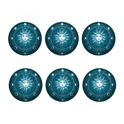 Geometric Celestial Sun And Moon Print Coaster Set