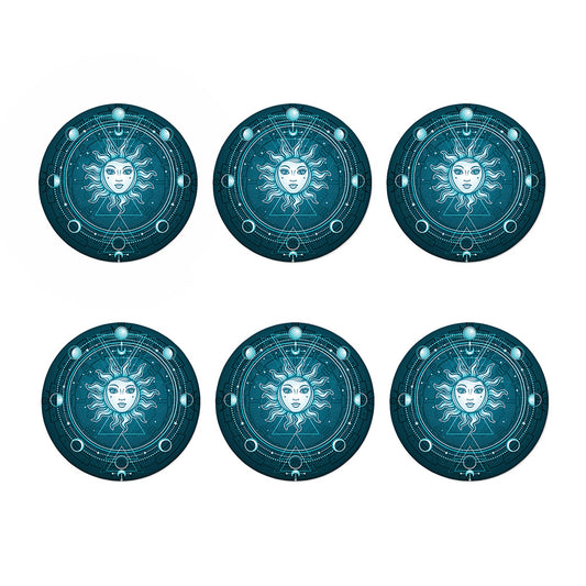 Geometric Celestial Sun And Moon Print Coaster Set