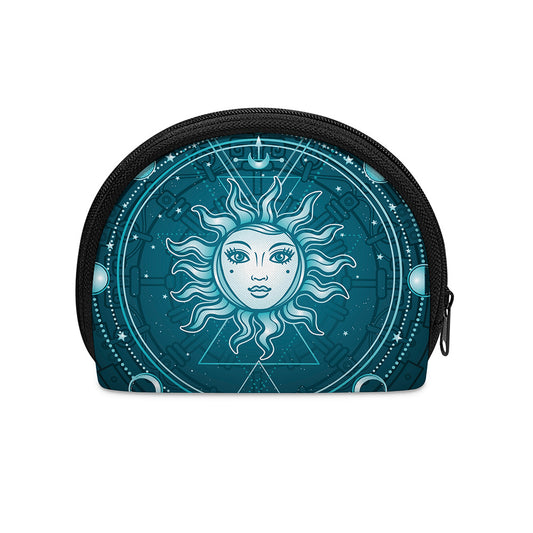 Geometric Celestial Sun And Moon Print Coin Purse