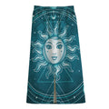 Geometric Celestial Sun And Moon Print Cotton Front Slit Maxi Skirt