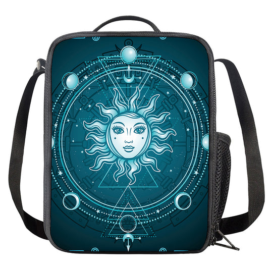 Geometric Celestial Sun And Moon Print Crossbody Lunch Bag