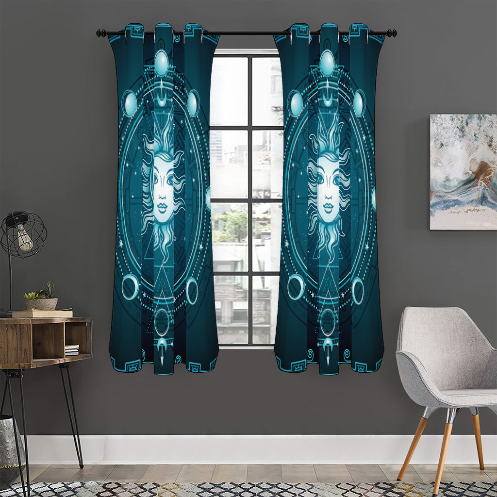 Geometric Celestial Sun And Moon Print Curtain