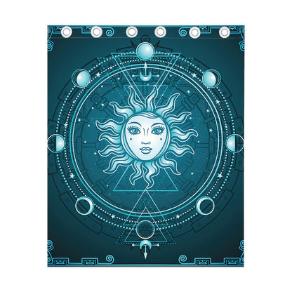 Geometric Celestial Sun And Moon Print Curtain