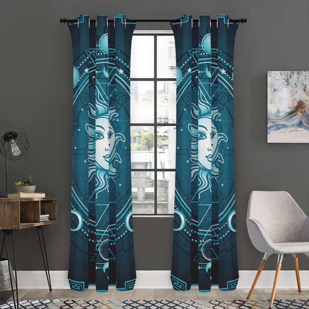 Geometric Celestial Sun And Moon Print Curtain