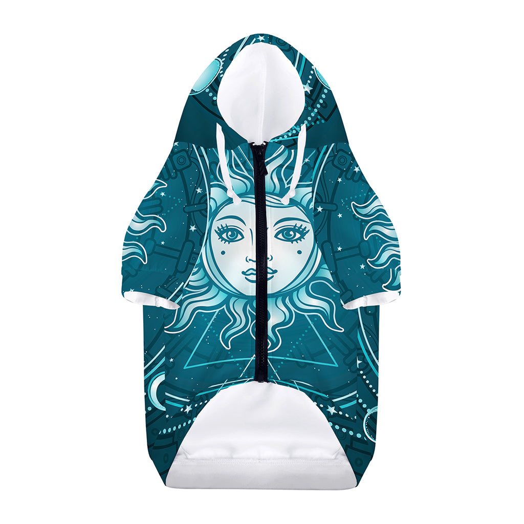 Geometric Celestial Sun And Moon Print Dog Zip Up Hoodie