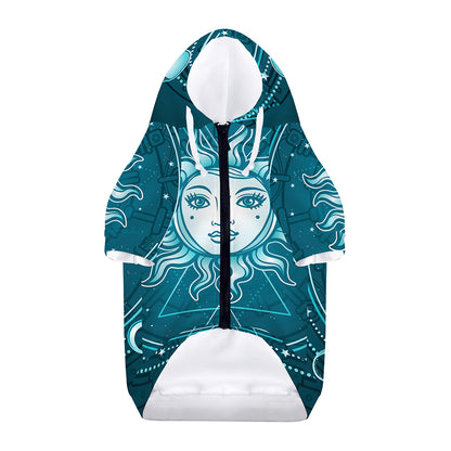 Geometric Celestial Sun And Moon Print Dog Zip Up Hoodie
