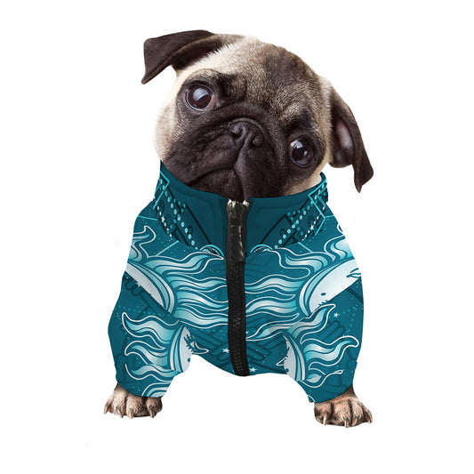 Geometric Celestial Sun And Moon Print Dog Zip Up Jacket