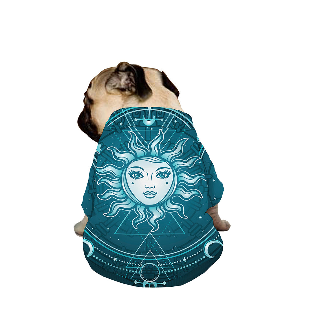Geometric Celestial Sun And Moon Print Dog Zip Up Jacket