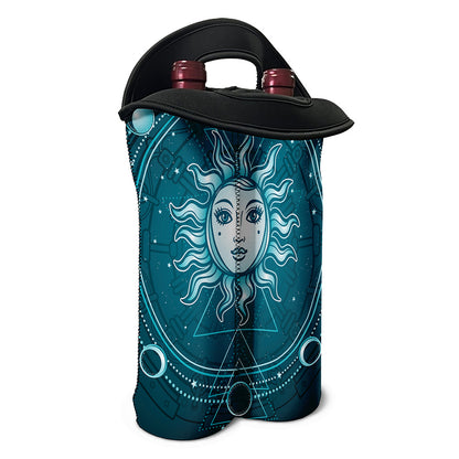Geometric Celestial Sun And Moon Print Double Neoprene Wine Tote