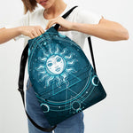 Geometric Celestial Sun And Moon Print Drawstring Backpack