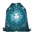 Geometric Celestial Sun And Moon Print Drawstring Bag