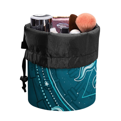 Geometric Celestial Sun And Moon Print Drawstring Makeup Bag