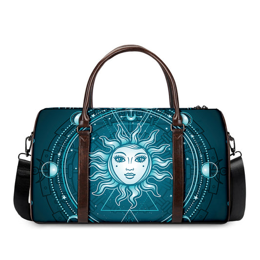 Geometric Celestial Sun And Moon Print Duffle Bag