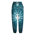 Geometric Celestial Sun And Moon Print Fleece Lined Knit Pants