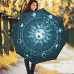Geometric Celestial Sun And Moon Print Foldable Umbrella