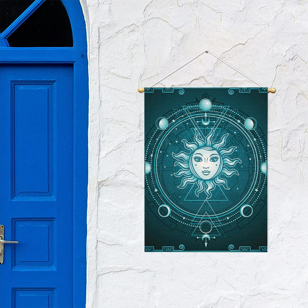 Geometric Celestial Sun And Moon Print Garden Flag