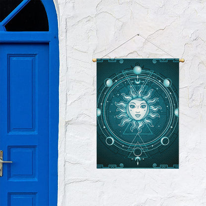 Geometric Celestial Sun And Moon Print Garden Flag