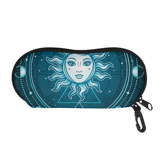 Geometric Celestial Sun And Moon Print Glasses Case