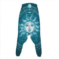 Geometric Celestial Sun And Moon Print Hammer Pants