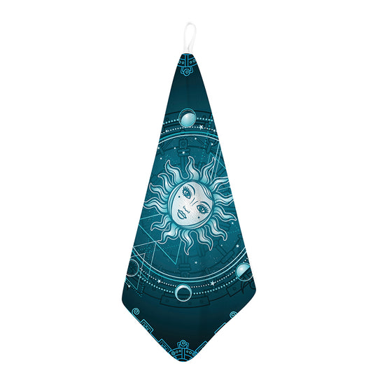 Geometric Celestial Sun And Moon Print Hand Towel