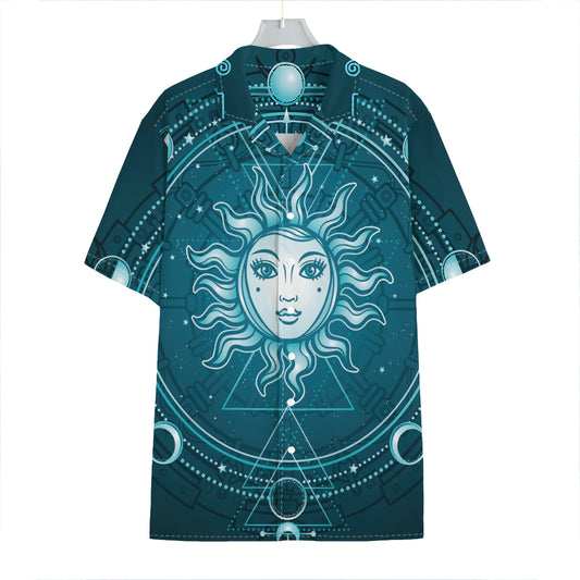 Geometric Celestial Sun And Moon Print Hawaiian Shirt
