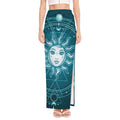 Geometric Celestial Sun And Moon Print High Slit Maxi Skirt