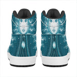 Geometric Celestial Sun And Moon Print High Top Leather Sneakers