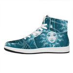 Geometric Celestial Sun And Moon Print High Top Leather Sneakers