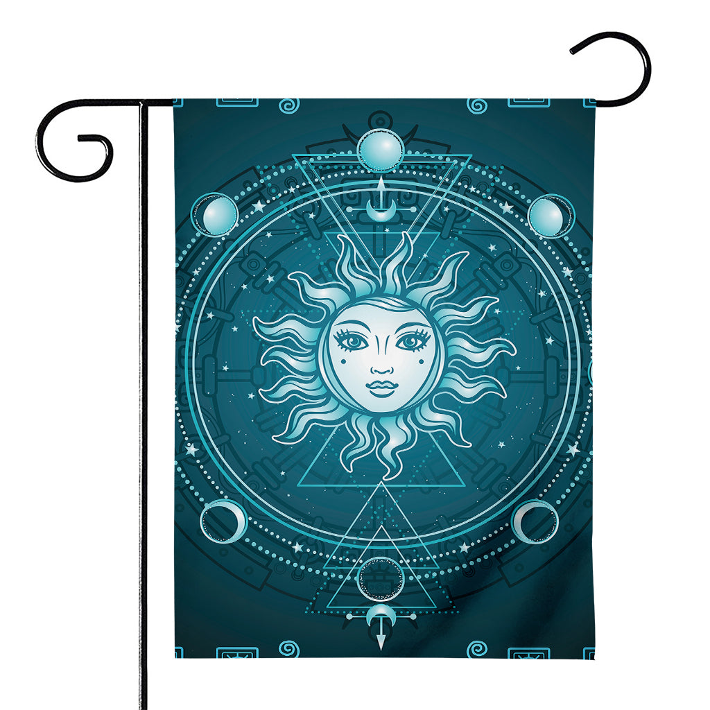 Geometric Celestial Sun And Moon Print House Flag
