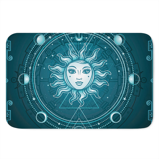 Geometric Celestial Sun And Moon Print Indoor Door Mat