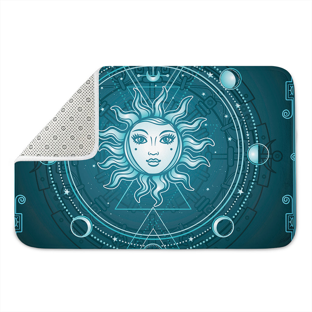 Geometric Celestial Sun And Moon Print Indoor Door Mat