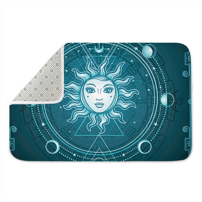 Geometric Celestial Sun And Moon Print Indoor Door Mat