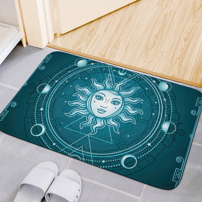 Geometric Celestial Sun And Moon Print Indoor Door Mat