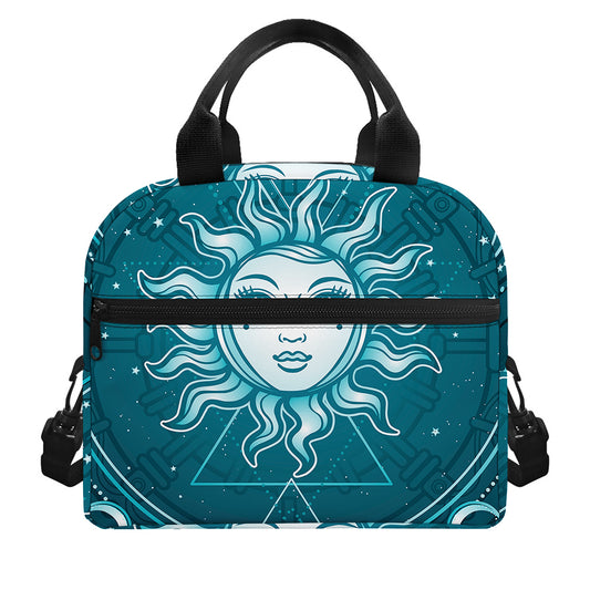 Geometric Celestial Sun And Moon Print Insulated Lunch Bag