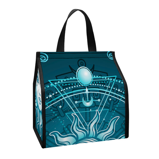 Geometric Celestial Sun And Moon Print Insulated Lunch Tote