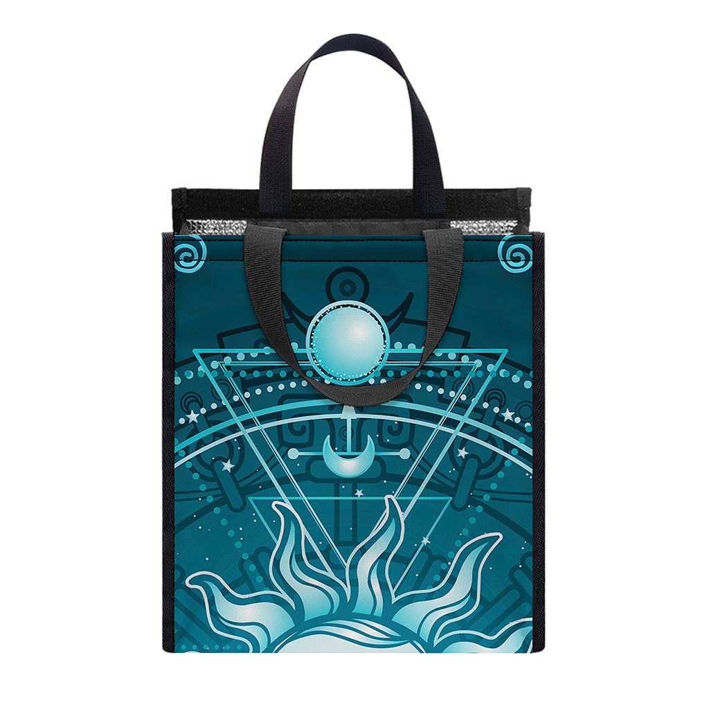 Geometric Celestial Sun And Moon Print Insulated Lunch Tote