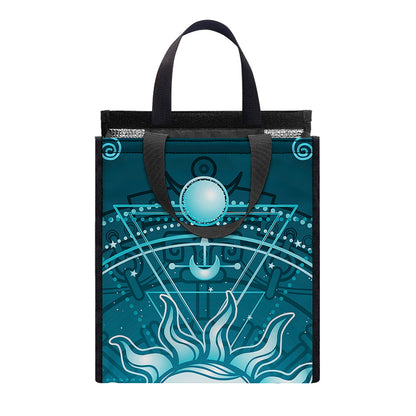 Geometric Celestial Sun And Moon Print Insulated Lunch Tote