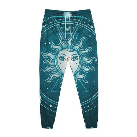 Geometric Celestial Sun And Moon Print Jogger Pants