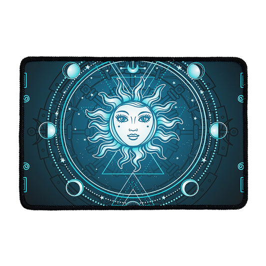 Geometric Celestial Sun And Moon Print Kitchen Mat
