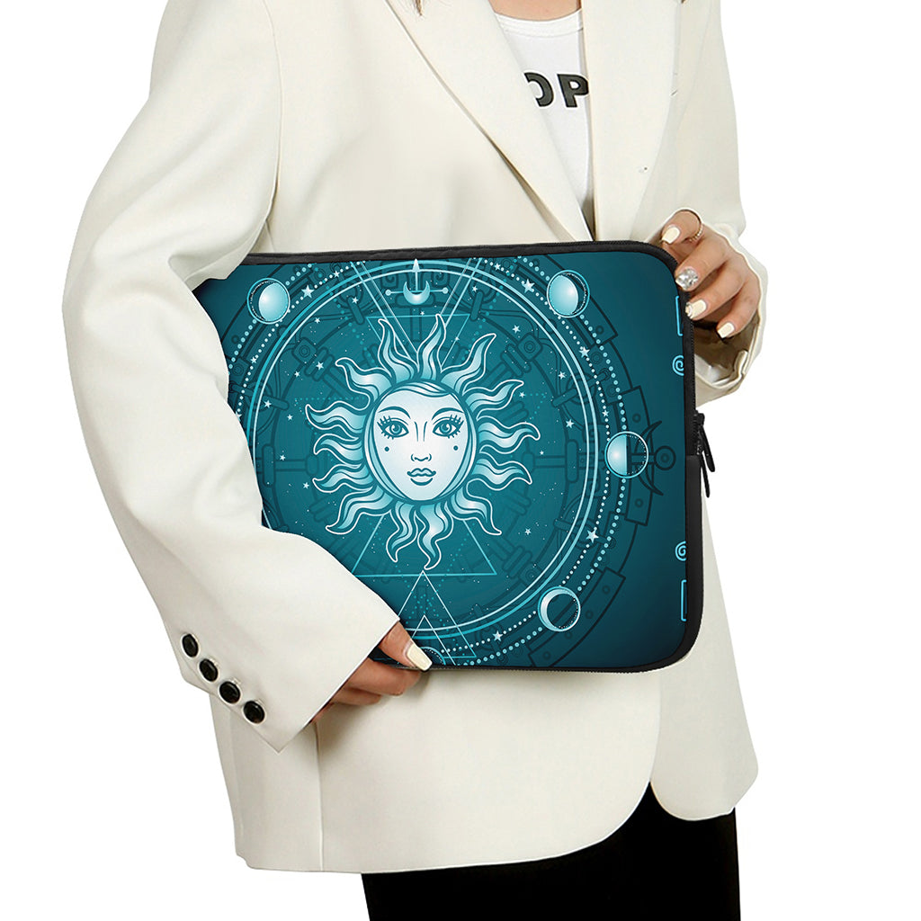 Geometric Celestial Sun And Moon Print Laptop Sleeve