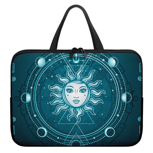Geometric Celestial Sun And Moon Print Laptop Sleeve With Handle
