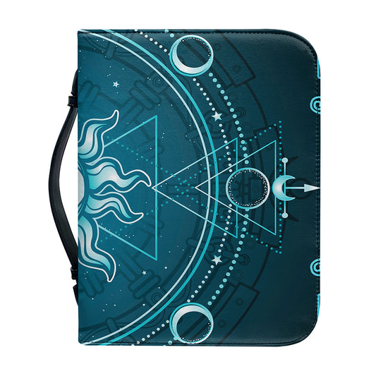 Geometric Celestial Sun And Moon Print Leather Bible Cover