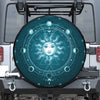 Geometric Celestial Sun And Moon Print Leather Spare Tire Cover