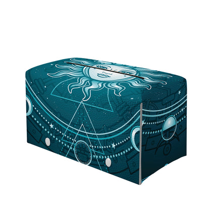 Geometric Celestial Sun And Moon Print Leather Tissue Box Cover