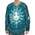 Geometric Celestial Sun And Moon Print Long Sleeve Baseball Jersey